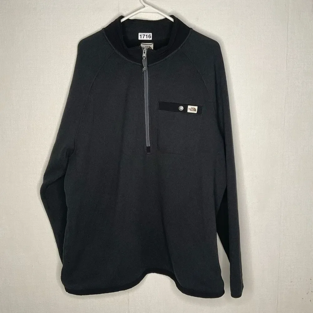 The North Face Fleece Sweater Mens XXL Gray Quarter‎ Zip Sherpa Lined Pullover
